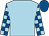 Light blue, royal blue and light blue check sleeves, royal blue cap (A Coutts And K George)