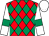 Red and emerald green diamonds, white sleeves, emerald green armlets, white cap (Katchar Racing)