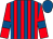 Red and royal blue stripes, red sleeves, royal blue armlets, royal blue cap (Paul Smith & Rae Guest)