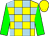 Yellow, light blue checked, green sleeves, yellow cap (Nasir Askar)