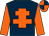 Dark blue, orange cross of lorraine & sleeves, quartered cap (Modebest Equine Limited)