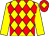 Yellow & red diamonds, yellow sleeves, red cap, yellow diamond (J Wilson)