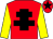 Red, black cross of lorraine, yellow sleeves, red cap, black star (Non-Smokers Syndicate)
