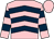 Pink, dark blue chevrons, hooped sleeves, pink cap (Mrs Jane Williams, Huw & Richard Davie)