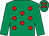 Emerald green, red spots, emerald green sleeves (Miss Paula Smith)