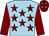 Light blue, maroon stars and sleeves, maroon cap, light blue stars (Mr D Lees)