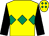 Yellow, emerald green triple diamond, black sleeves, yellow cap, emerald green diamonds (The Problem Solvers)