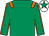 Emerald green, orange epaulettes, orange seams on sleeves, white cap, emerald green star (Richard Ross)