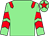 Light green, red epaulettes, red chevrons on sleeves, red star on cap (M Kerrigan)