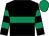 Black, emerald green hoop, hooped sleeves, emerald green cap (Frost Racing Club)
