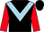Black, light blue chevron, red sleeves (Dedman Properties)