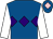 Royal blue, purple triple diamond, white sleeves, royal blue cap, pink diamond (Mr C E Dale & Mrs V Knight)