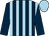 Dark blue and light blue stripes, dark blue sleeves, light blue cap (Whsp & Mrs Maitland-jones)