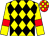 Yellow and black diamonds, yellow sleeves, red armlets, red and yellow check cap (Mr R McCulloch)