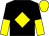 Black, yellow diamond, halved sleeves, yellow cap (Mr R W Barnett)
