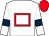 White, red hollow box, white sleeves, dark blue armlets, red cap (Mr E A R Morgans)