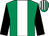 Emerald green, white stripe, black sleeves, emerald green and white striped cap (Mr P Walters)