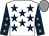 White, dark blue stars, dark blue sleeves, grey stars, grey cap (W McCreery)
