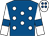 Royal blue, white spots, white sleeves, royal blue armlets and spots on white cap (Mr M Graff & Mr D Abell)