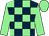 Dark blue and light green check, light green sleeves and cap (Wharton & Wilson)