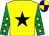 Yellow, black star, emerald green sleeves, yellow stars, yellow & purple quartered cap (Gaeltacht Partnership)