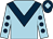 Light blue, dark blue chevron, light blue sleeves, dark blue spots, dark blue cap, light blue diamond (Mr John Manogue)