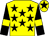 Yellow, black stars, black sleeves, yellow armlets, yellow cap, black star (Mr John Platts)