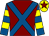 Maroon, royal blue cross belts, royal blue and yellow hooped sleeves, yellow cap, maroon star (Mr A Riley)
