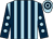 Light blue and dark blue stripes, dark blue sleeves, light blue spots, light blue and dark blue hooped cap (Mr Kevin Frost)