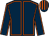 Dark blue, orange seams, striped cap (Canter Banter Racing)