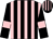 Black and pink stripes, black sleeves, pink armlets (Mr M J Pimlott)