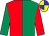 Emerald green & red halved, sleeves reversed, blue & yellow quartered cap (Chaparral Syndicate)