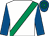 White, emerald green sash, royal blue sleeves, royal blue & emerald green hooped cap (Syndi 101 Partnership)
