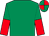 Emerald green, red halved sleeves, quartered cap (Noodles Racing)