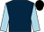 Dark blue, light blue sleeves, black cap (Mrs E A Verity)