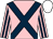 Pink, dark blue cross belts, striped sleeves, white cap (Crimbourne Bloodstock)