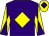Purple, yellow diamond, yellow and purple diabolo on sleeves, yellow cap, purple diamond (Mrs G C Pritchard)
