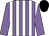 Mauve and white stripes, mauve sleeves, black cap (Mrs Christine Goldsmith)