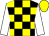 Black & yellow check, white sleeves, yellow cap (Kamal Elnaieri)