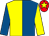 Royal blue & yellow halved, sleeves reversed, red cap, yellow star (Morgan J Cahalan)