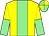 Yellow, light green stripe, halved sleeves, light green and yellow quartered cap (Mr S Grys & Mr M O'boyle)