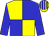 Yellow body, blue quartered, blue arms, yellow cap, blue striped (E Krahenbuhl)