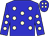 Blue body, beige spots, blue arms, beige spots, blue cap, beige spots (Mlle C Cardenne)