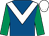 Royal blue, white chevron, emerald green sleeves, white cap (K & J Hanson & A Dawson)