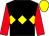Black, yellow triple diamond, red sleeves, yellow cap (Brocade Racing J P Romans Terry Warner)