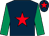Dark blue, red star, emerald green sleeves, dark blue cap, red star (Brian Wall)