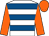 White, royal blue hoops, orange sleeves and cap (Fillies First)