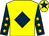 Yellow, dark blue diamond, dark blue sleeves, yellow stars, yellow cap, dark blue star (Harte Investments Ltd And Dajam Ltd)