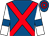 Royal blue, red cross belts, white sleeves, royal blue armlets, royal blue and red hooped cap (Bds Pointers)