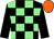 Black and light green check, black sleeves, orange cap (The Des Champs Partnership)